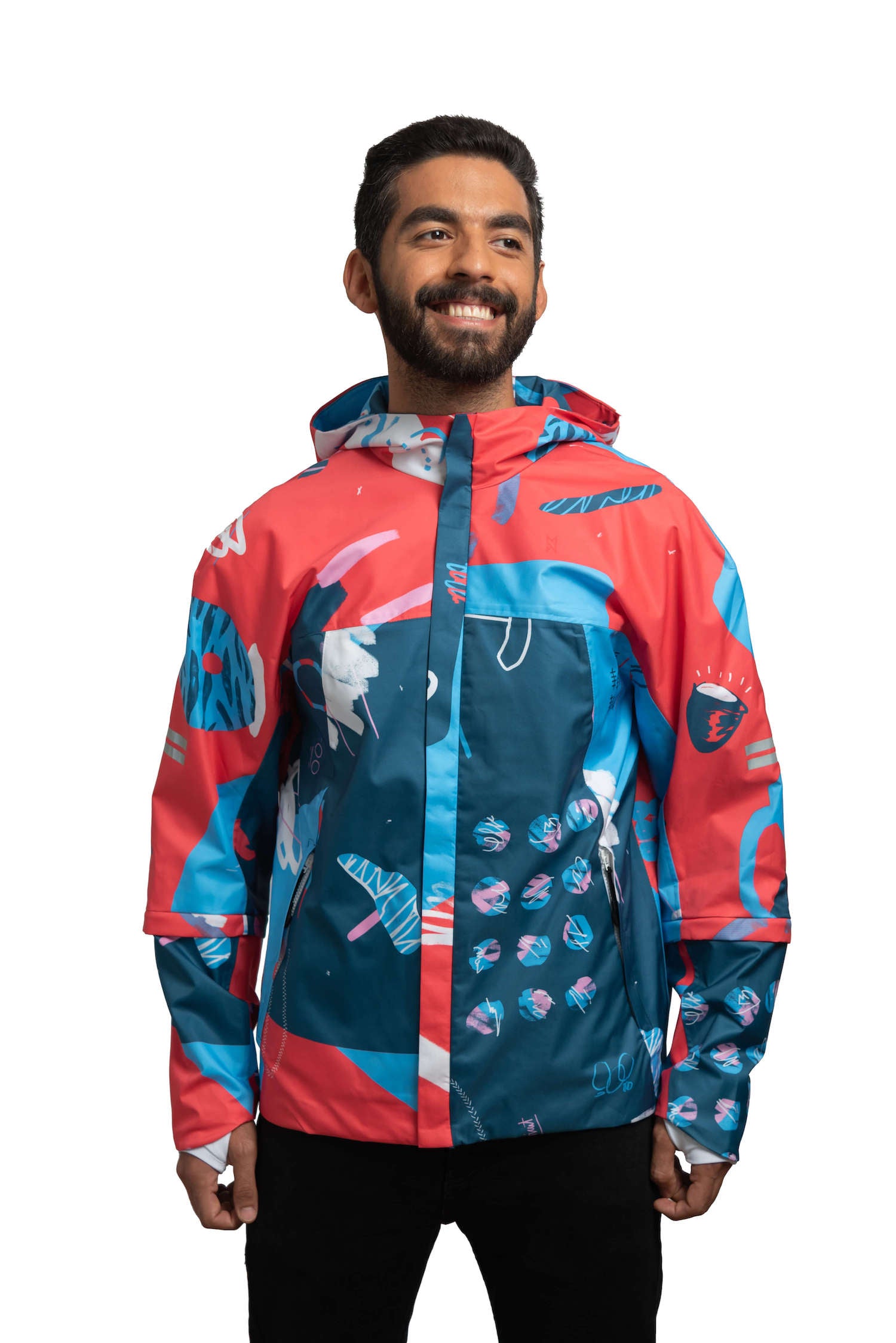 VELLO Bike Jacket MONTREET THE CYCLIST - Unisex Bicycle Clothing - Rain Jacket Men Women - Red and Blue